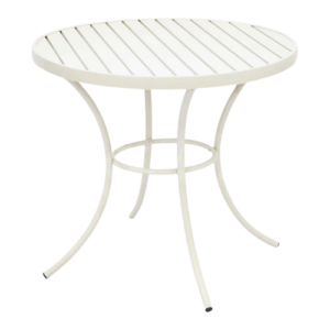 Mesa Redonda em Alumínio Ripado - Bege - 75 x 97 cm