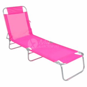 Cadeira Espreguiçadeira em Alumínio e Textilene Rosa