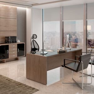 Mesa para Escritório e Atendimento - Linha UP Glass