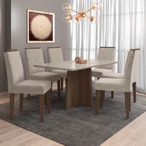 Mesa 6 cadeiras Ana 1,60 x 0,90