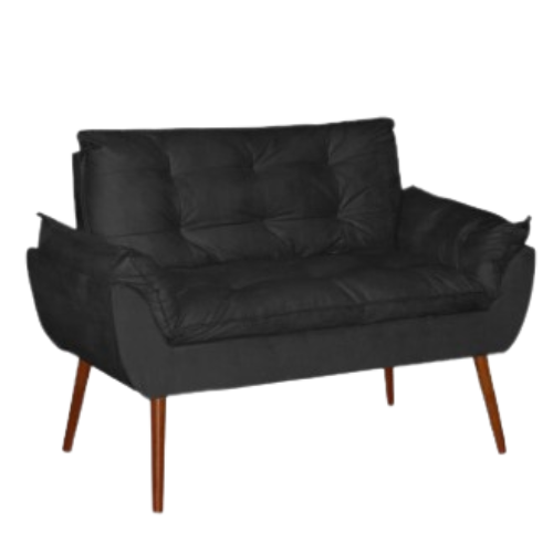 Proltona Decorativa Namoradeira 2 Lugares Preta