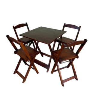 Conjunto Mesa Bistrô De Madeira Com 4 Cadeiras Dobravel