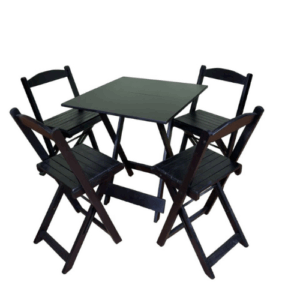 Conjunto Mesa Bistrô De Madeira Com 4 Cadeiras Dobravel