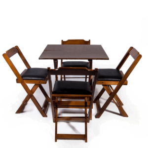 Mesa Dobrável com 4 Cadeiras Estofadas
