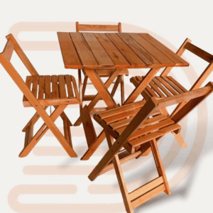 Jogo De Mesa Dobrável 4 Cadeiras Bar Restaurante