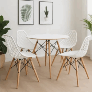 Mesa Redonda Eames 90cm Com 4 Cadeiras Kaila