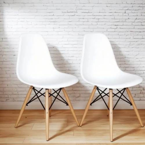 Cadeira Eiffel Sem Braços - Base Madeira - Cor Branca