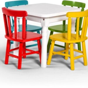 Conjunto Mesa 60x60 Com 4 Cadeiras Infantil Colorido