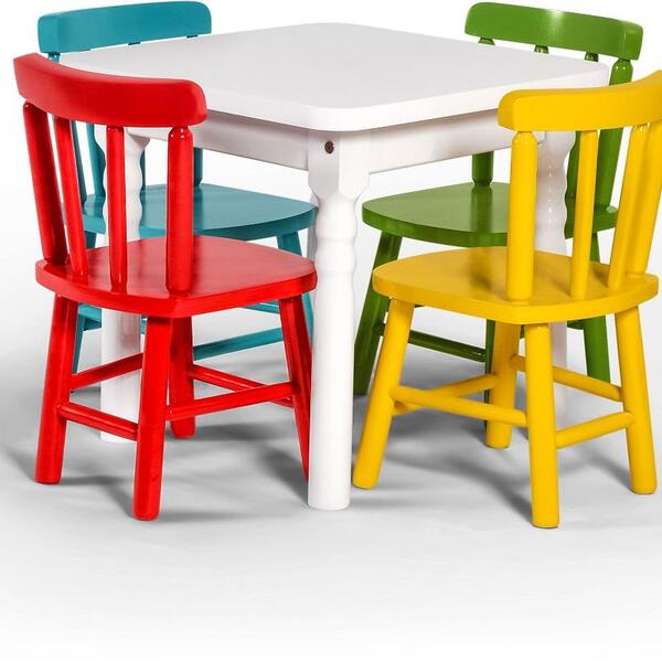Conjunto Mesa 60x60 Com 4 Cadeiras Infantil Colorido