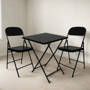 Conjunto Mesa Com 2 Cadeiras Dobráveis Bar Restaurante Aço